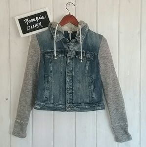 Free People Denim Hoodie Jacket - Small